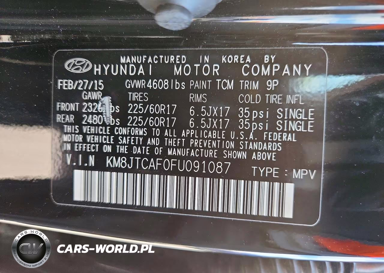 2015 Hyundai Tucson Gls VIN:KM8JTCAF0FU091087 - 13