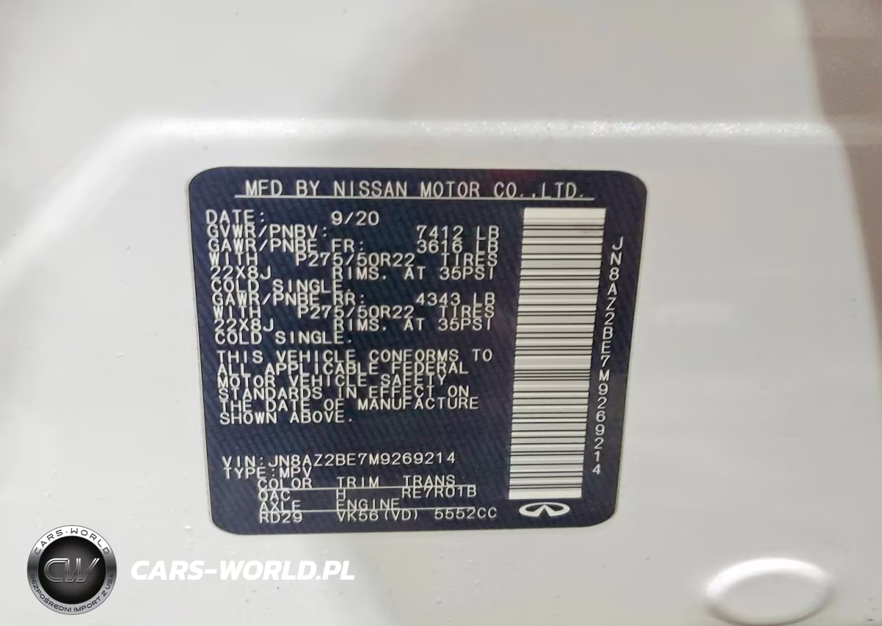 2021 Infiniti Qx80 Sensory VIN:JN8AZ2BE7M9269214 - 13