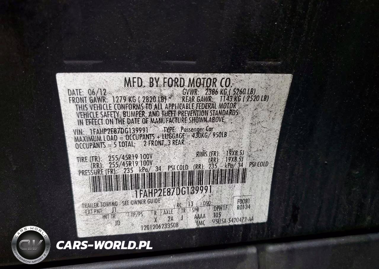 2013 Ford Taurus Sel VIN:1FAHP2E87DG139991 - 12