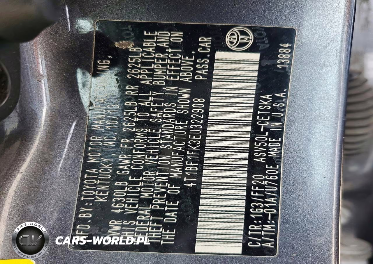 2014 Toyota Camry Se VIN:4T1BF1FK3EU322908 - 13