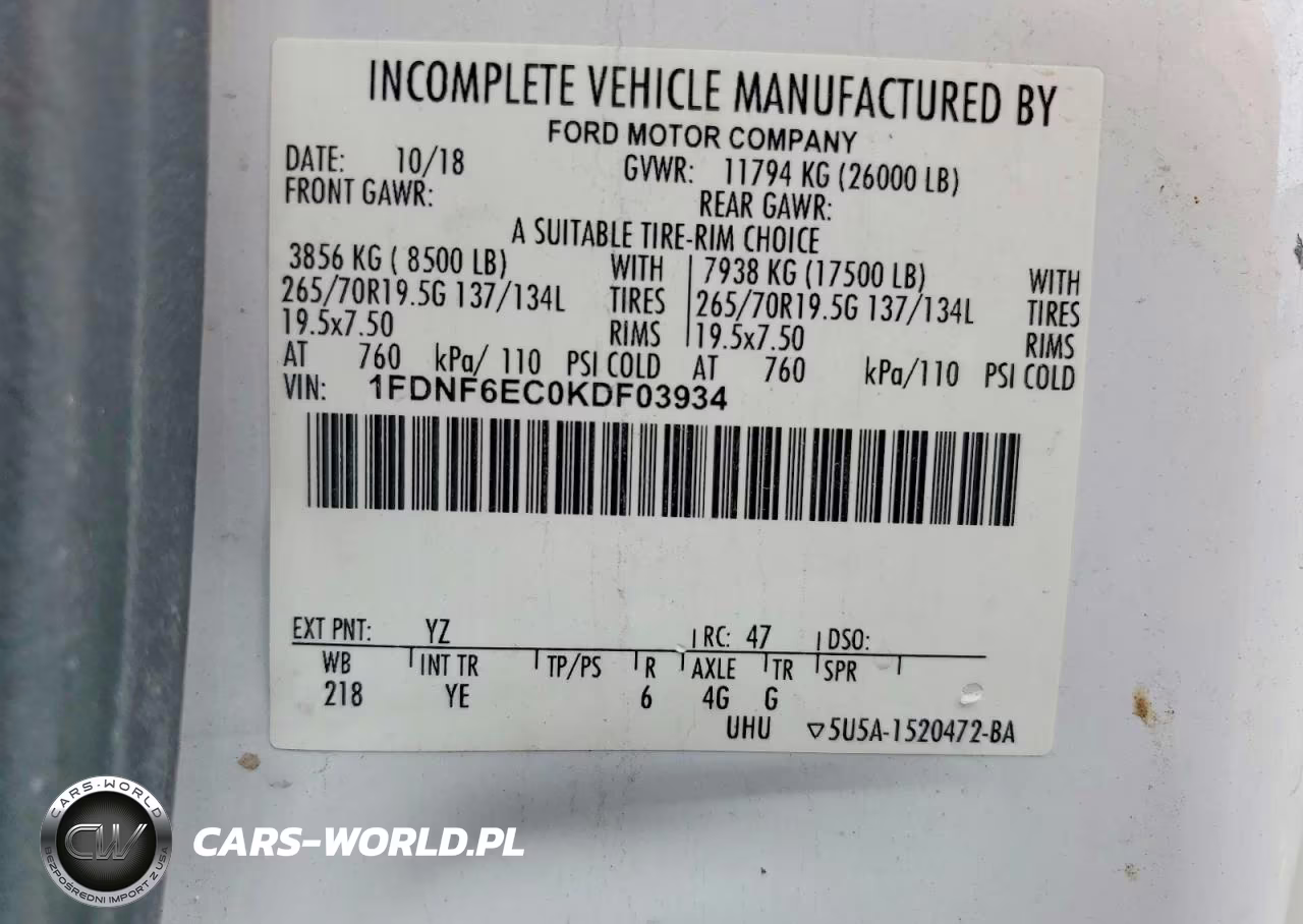 2019 Ford F650 Super Duty VIN:1FDNF6EC0KDF03934 - 13