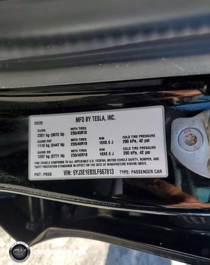 2020 Tesla Model 3 VIN:5YJ3E1EB3LF667813 - 12