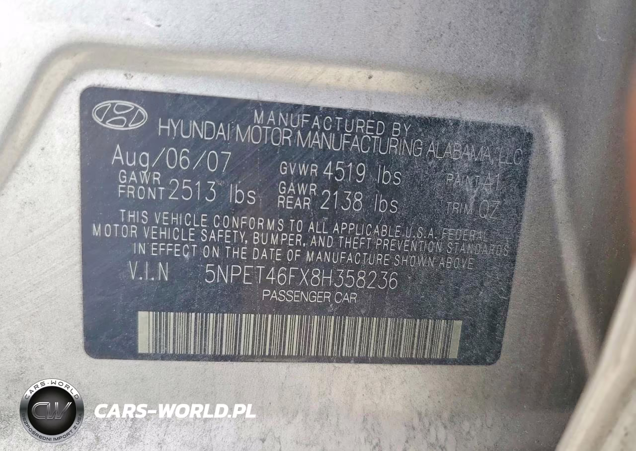 2008 Hyundai Sonata Nfa VIN:5NPET46FX8H358236 - 12