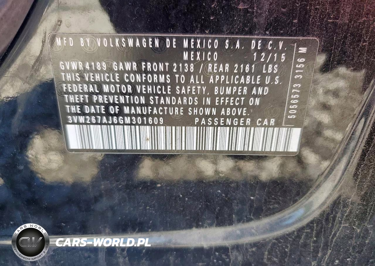 2016 Volkswagen Jetta S VIN:3VW267AJ6GM301609 - 12