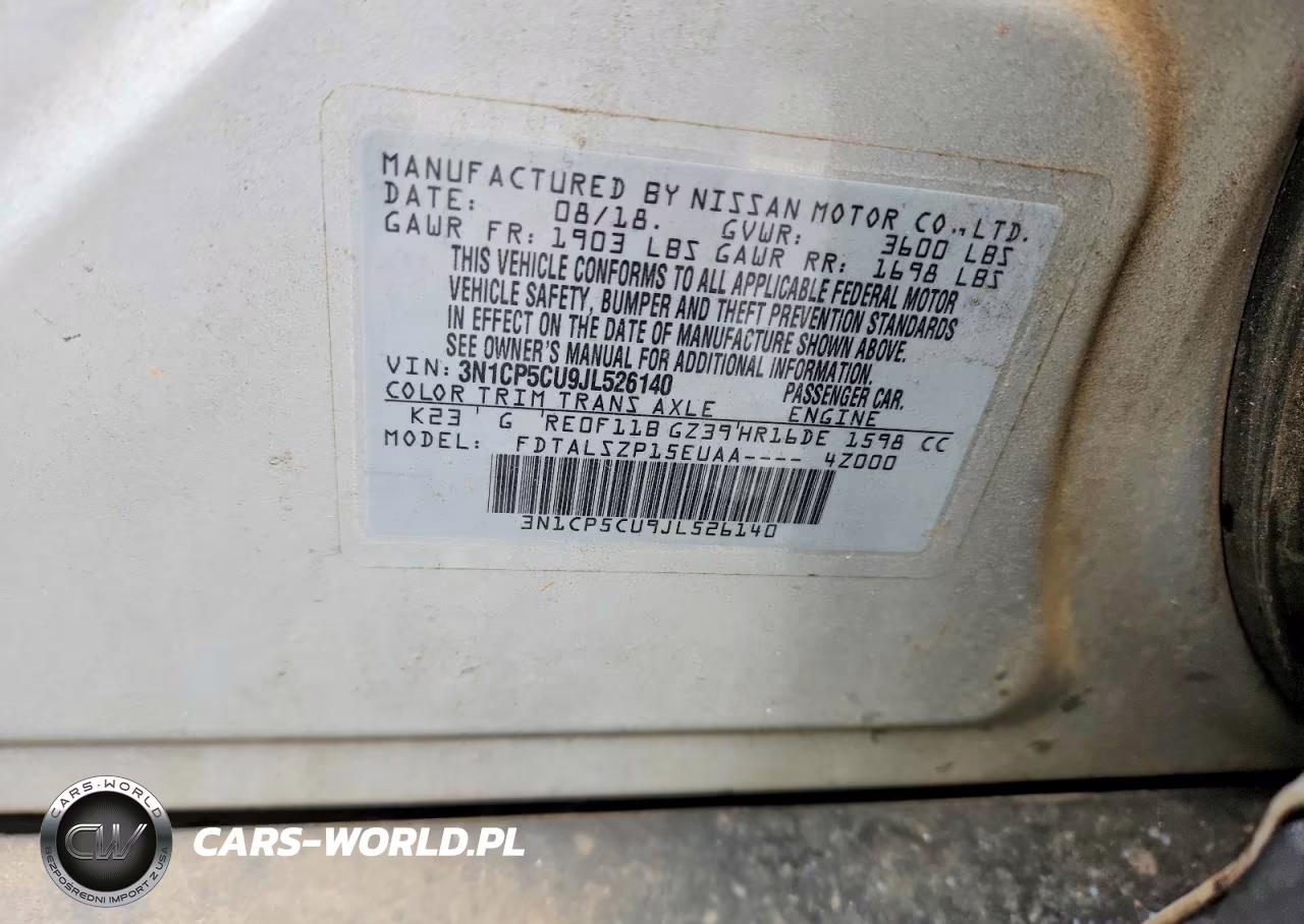 2018 Nissan Kicks Sv VIN:3N1CP5CU9JL526140 - 14