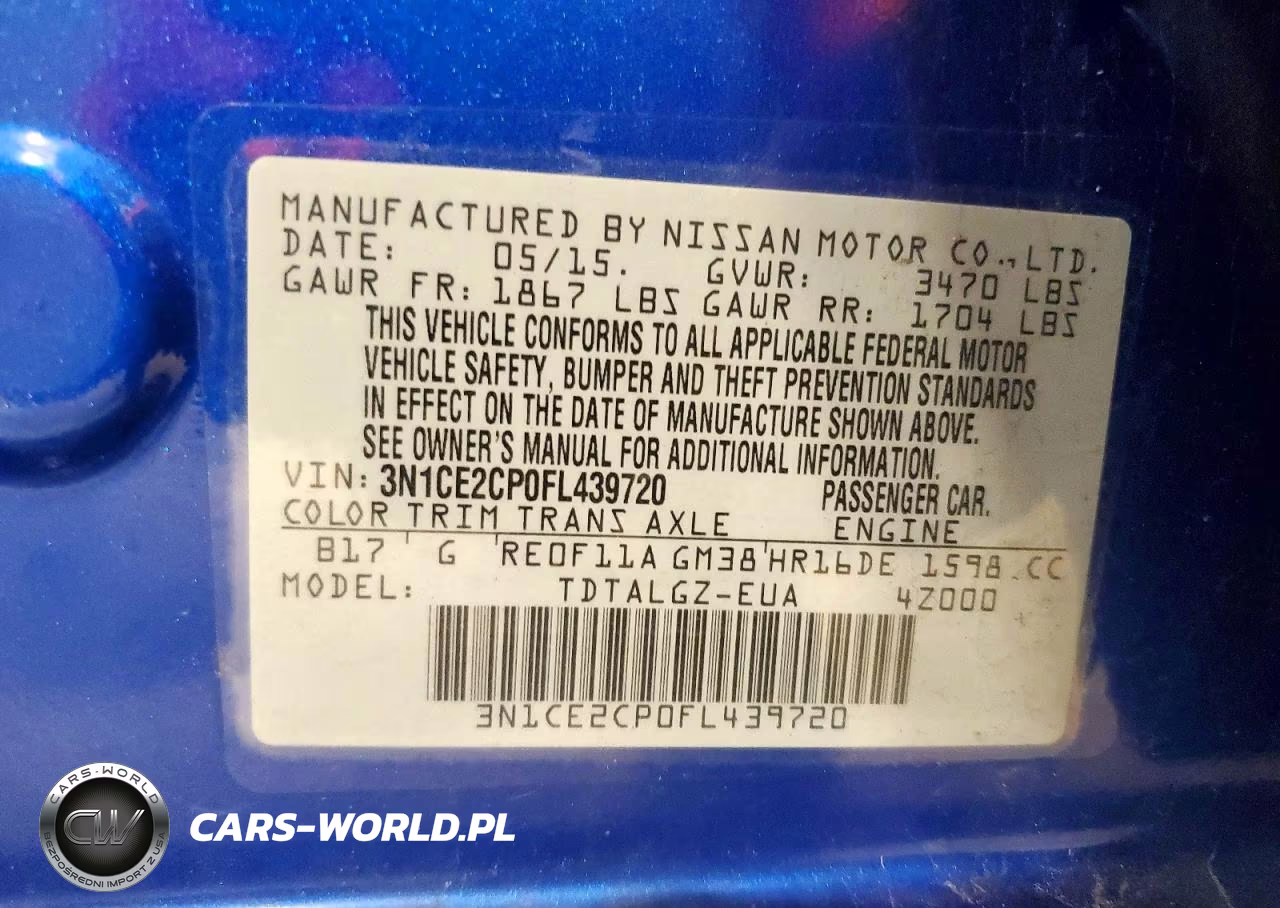 2015 Nissan Versa Note Sr VIN:3N1CE2CP0FL439720 - 14