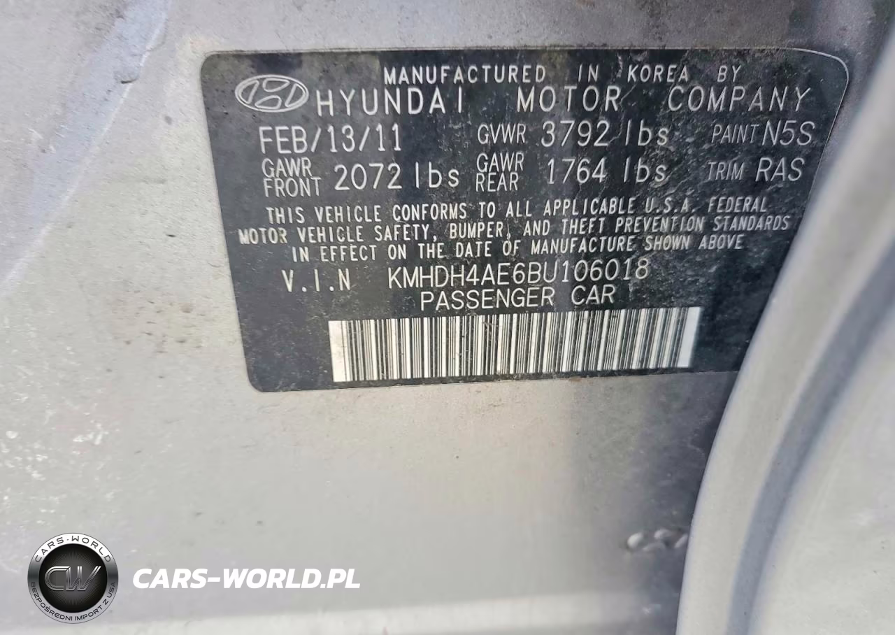 2011 Hyundai Elantra Gls VIN:KMHDH4AE6BU106018 - 13