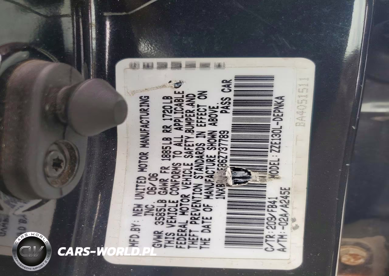 2006 Toyota Corolla Le VIN:1NXBR32E86Z737789 - 12