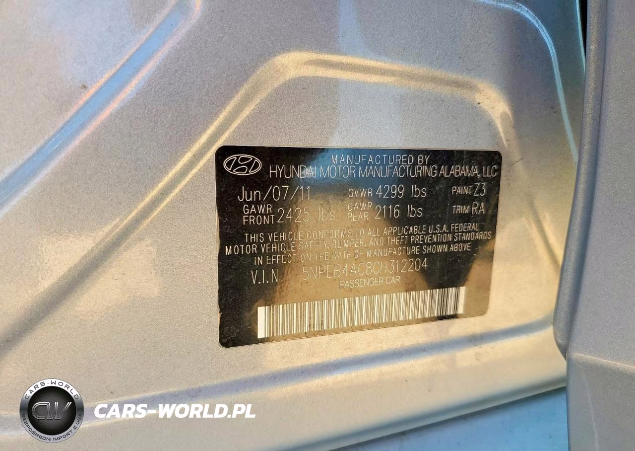 2012 Hyundai Sonata Gls VIN:5NPEB4AC8CH312204 - 12