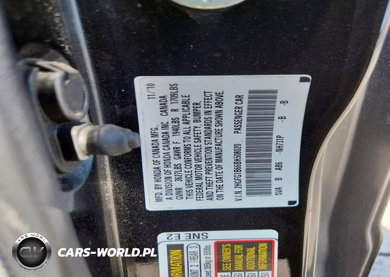 2011 Honda Civic Lx VIN:2HGFG1B66BH508020 - 12