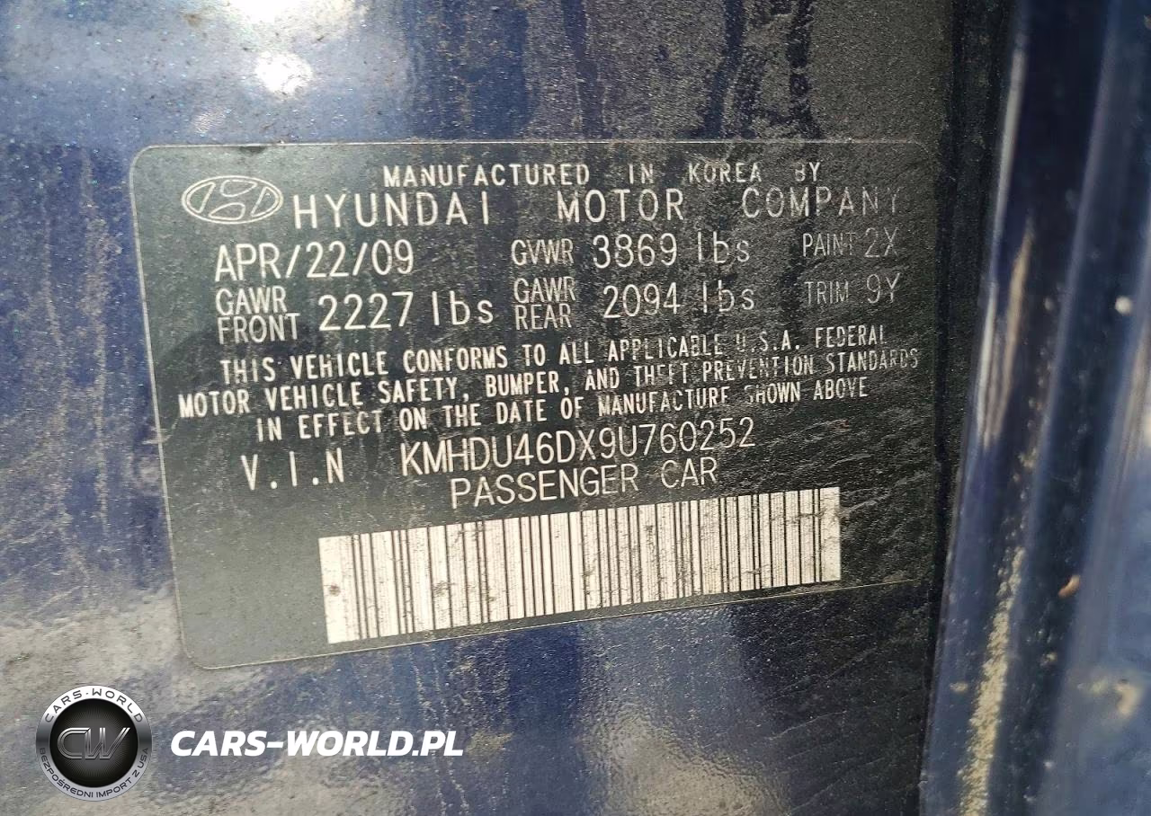 2009 Hyundai Elantra Se VIN:KMHDU46DX9U760252 - 12