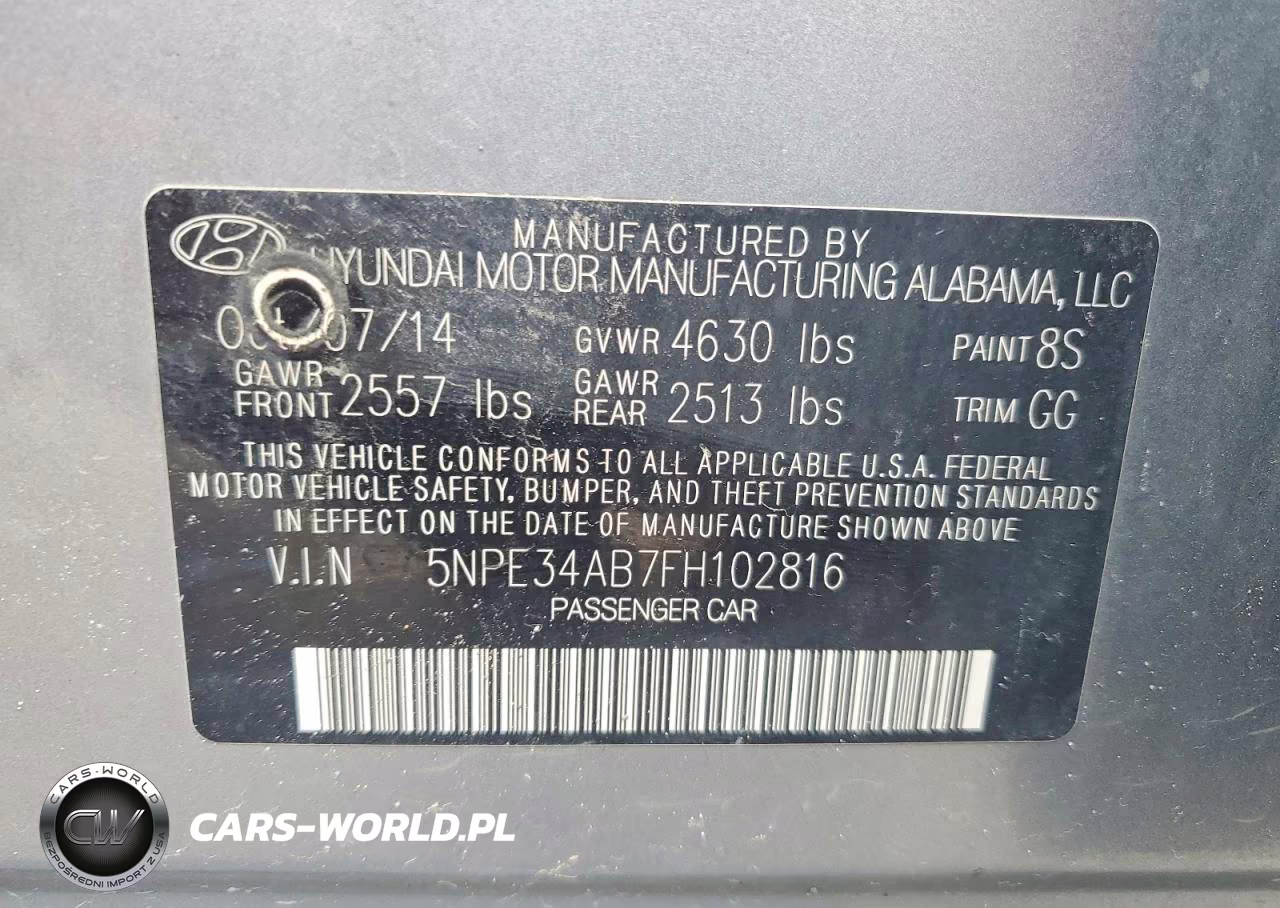 2015 Hyundai Sonata Sport 2.0T VIN:5NPE34AB7FH102816 - 12