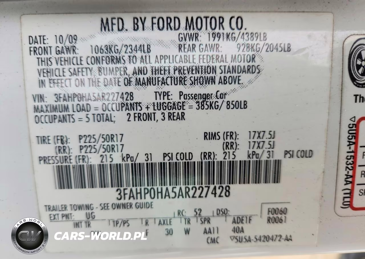 2010 Ford Fusion Se VIN:3FAHP0HA5AR227428 - 12