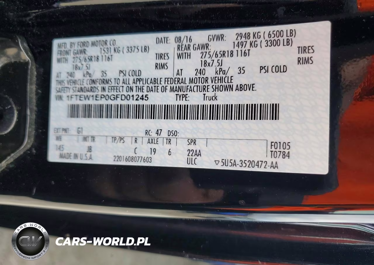 2016 Ford F150 Supercrew VIN:1FTEW1EP0GFD01245 - 13