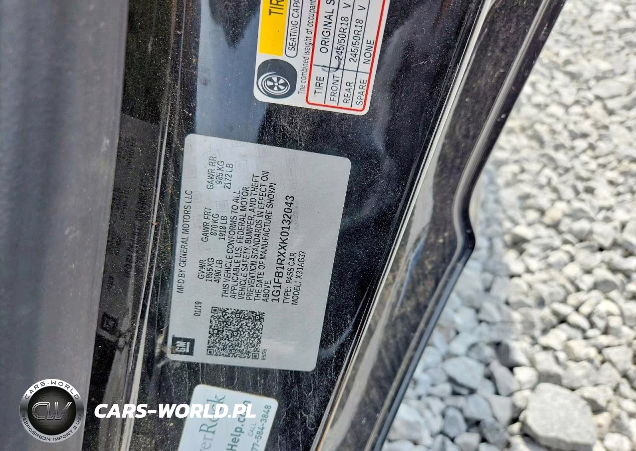 2019 Chevrolet Camaro Ls VIN:1G1FB1RXXK0132043 - 12