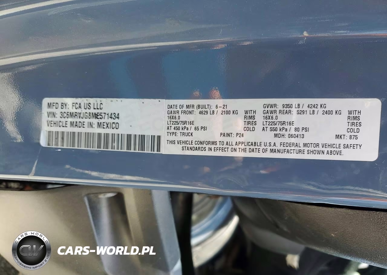 2021 Ram Promaster 3500 Delivery Van VIN:3C6MRVJG8ME571434 - 12