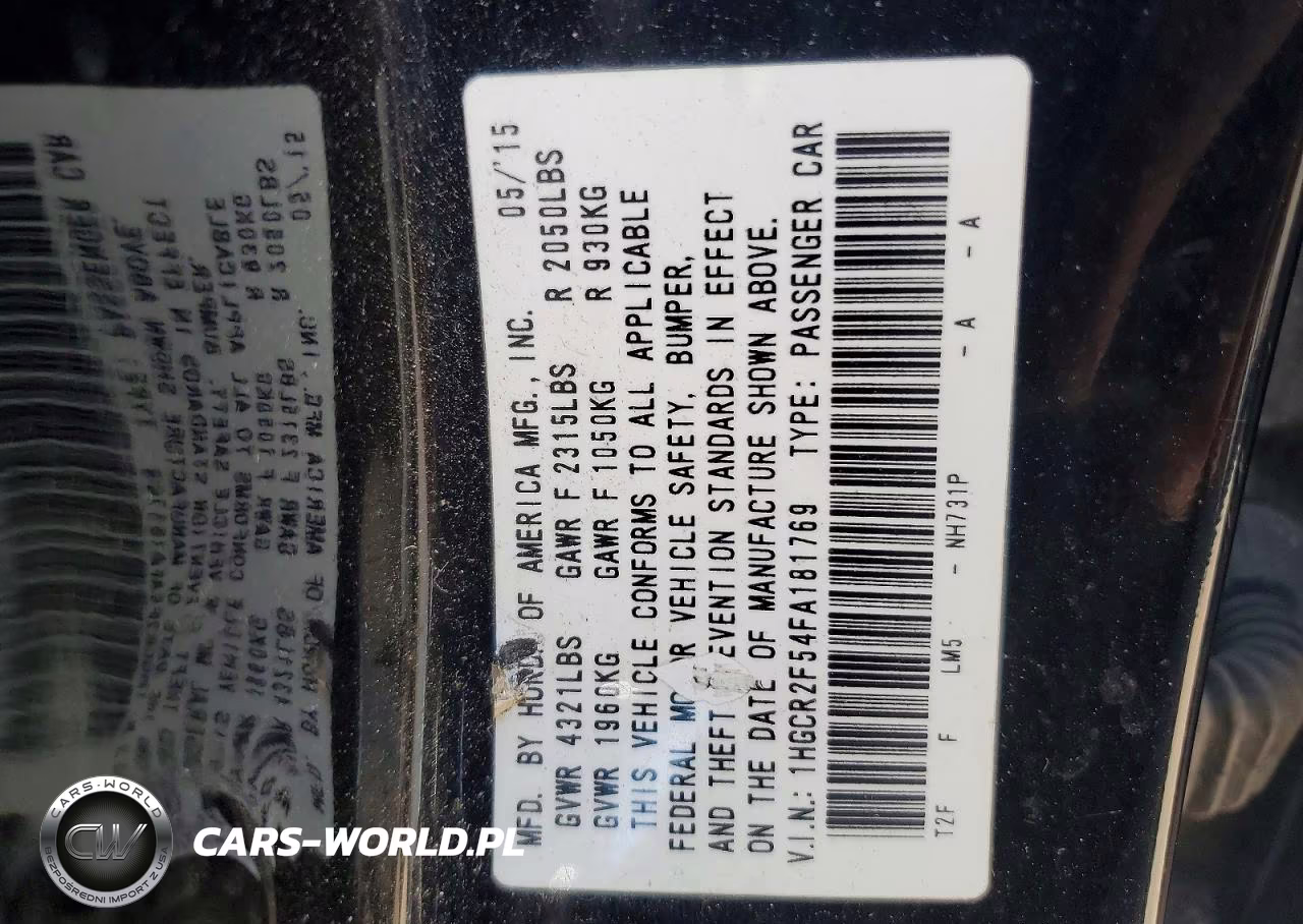 2015 Honda Accord Sport VIN:1HGCR2F54FA181769 - 12