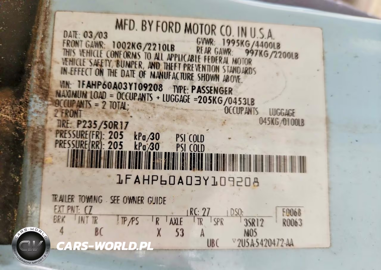 2003 Ford Thunderbird VIN:1FAHP60A03Y109208 - 12