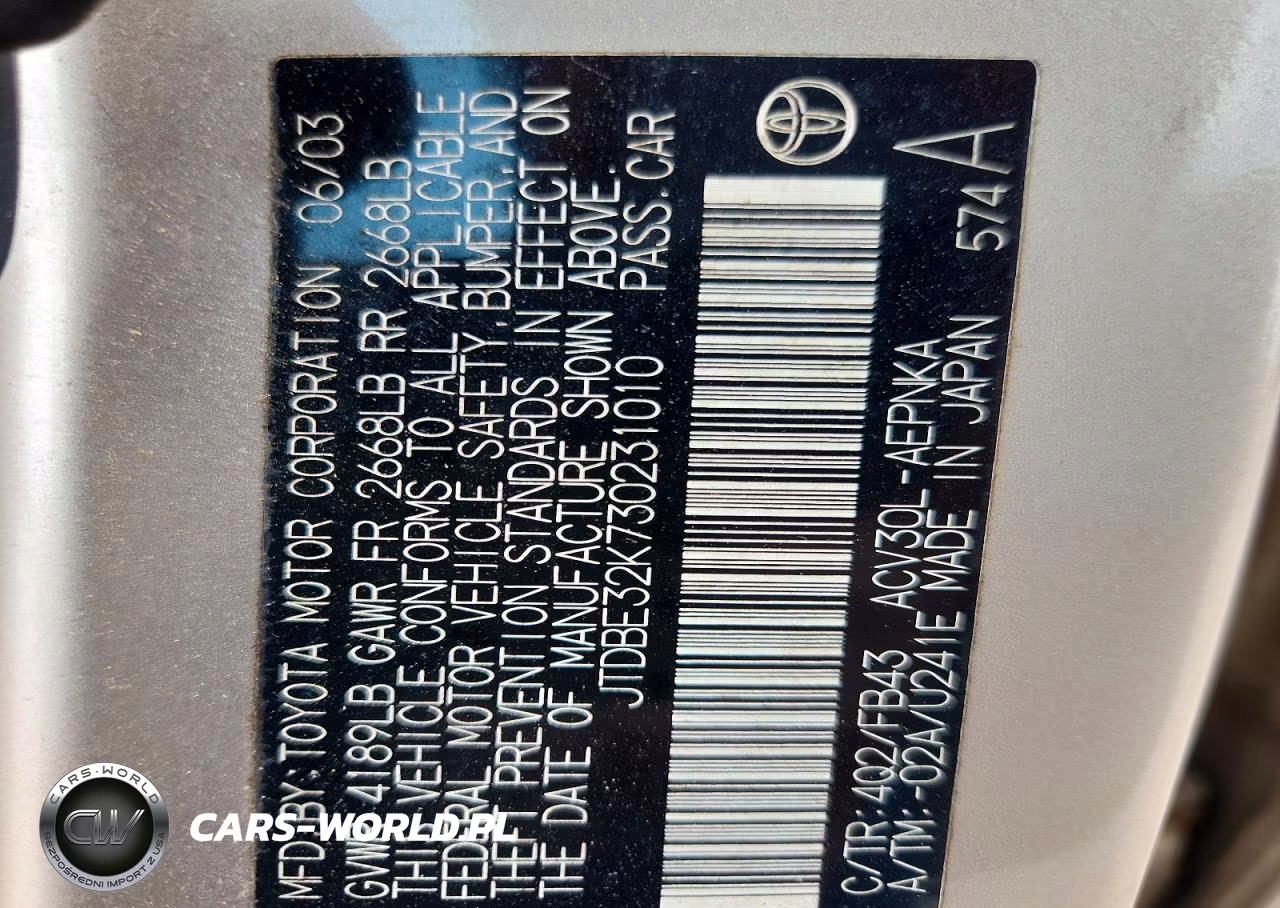 2003 Toyt Camry VIN:JTDBE32K730231010 - 12