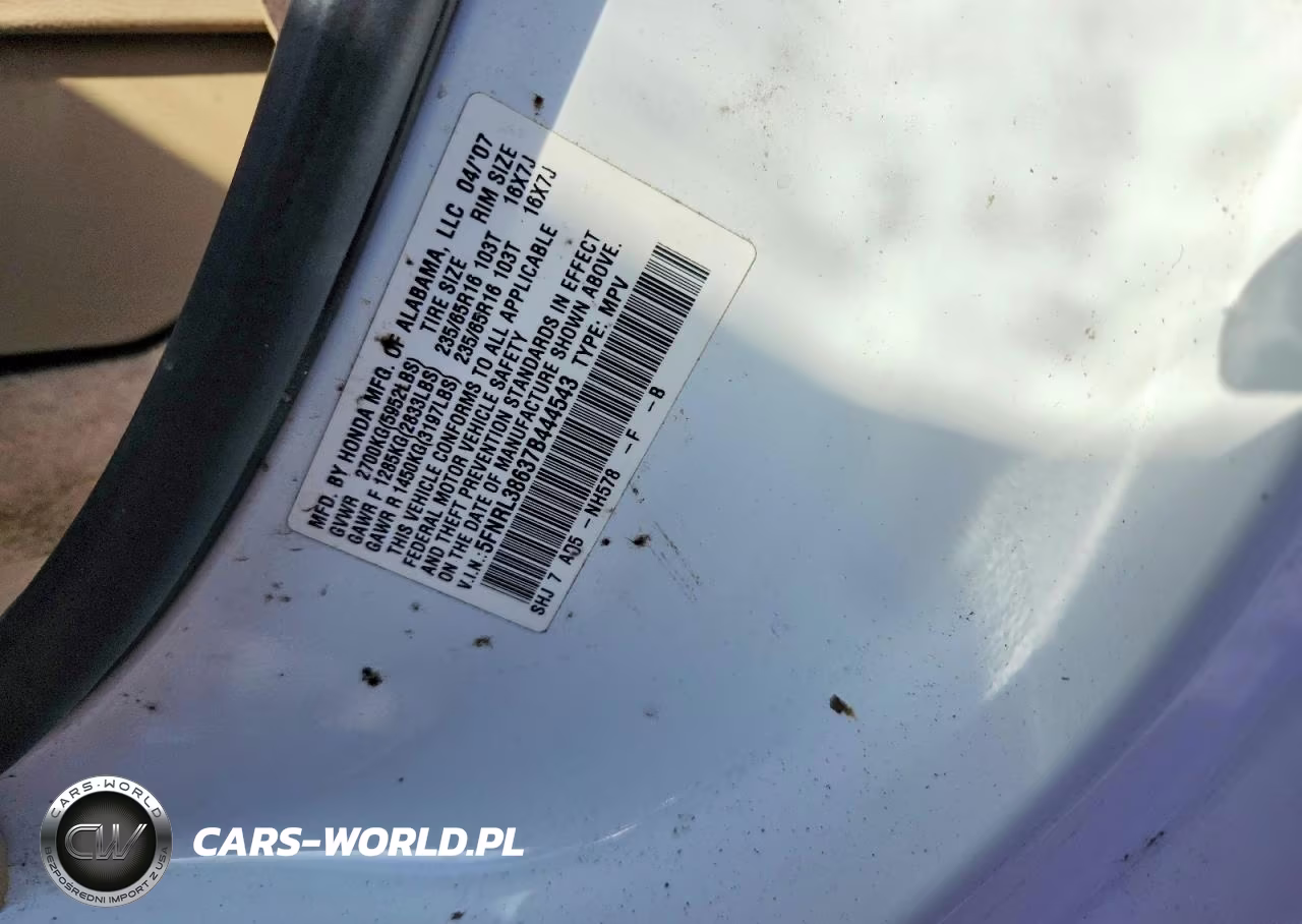2007 Honda Odyssey Exl VIN:5FNRL38637B444543 - 12