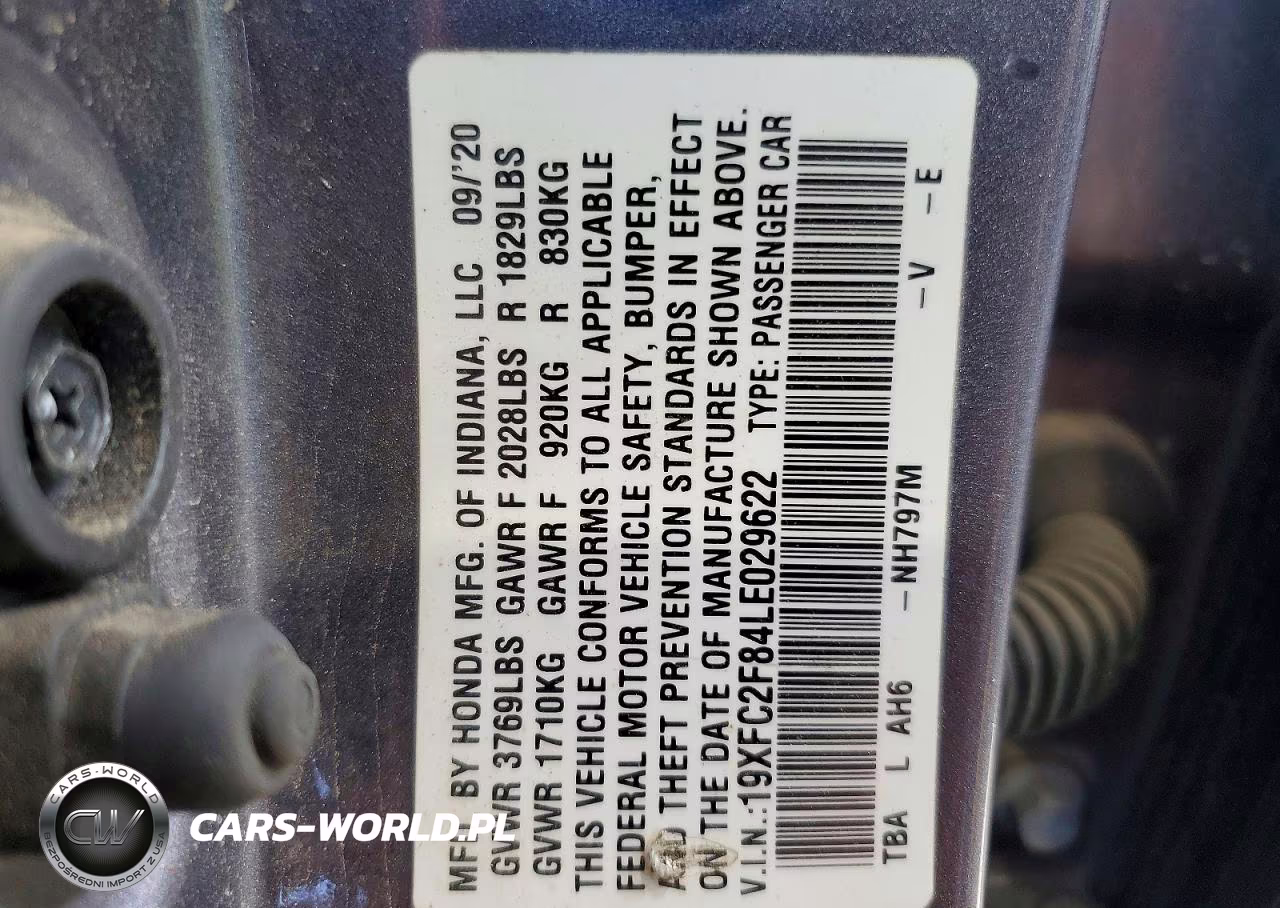 2020 Honda Civic Sport VIN:19XFC2F84LE029622 - 12