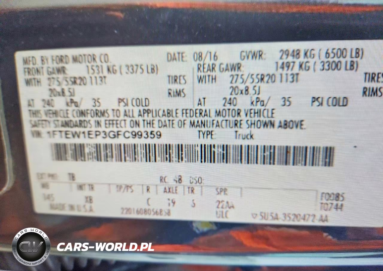 2016 Ford F150 Supercrew VIN:1FTEW1EP3GFC99359 - 13