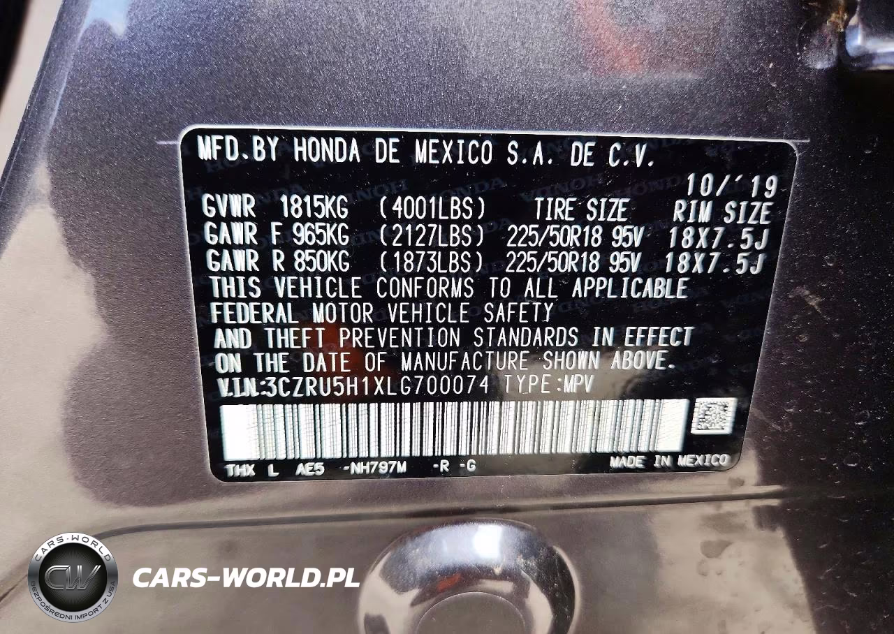 2020 Honda Hr-V Sport VIN:3CZRU5H1XLG700074 - 12