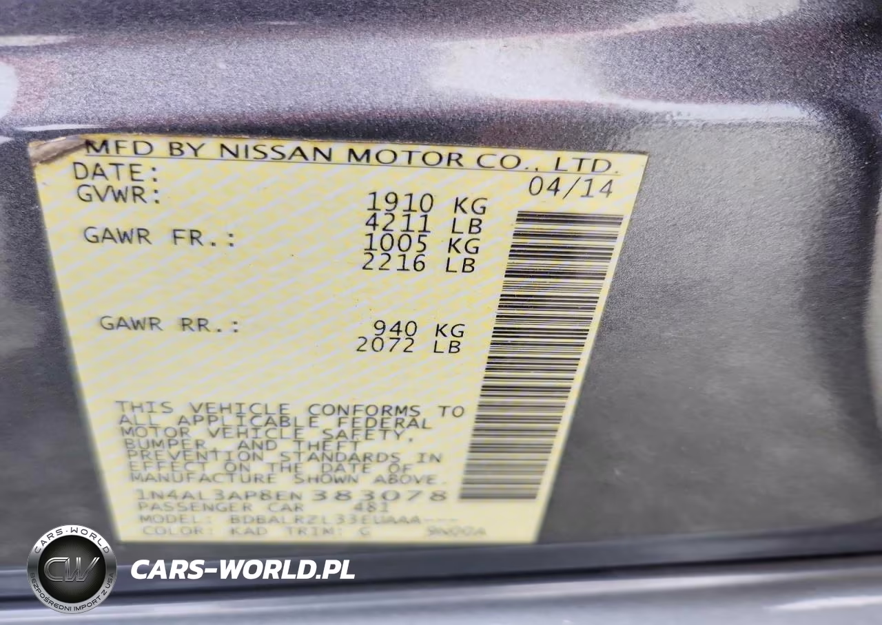 2014 Nissan Altima 2.5 VIN:1N4AL3AP8EN383078 - 12