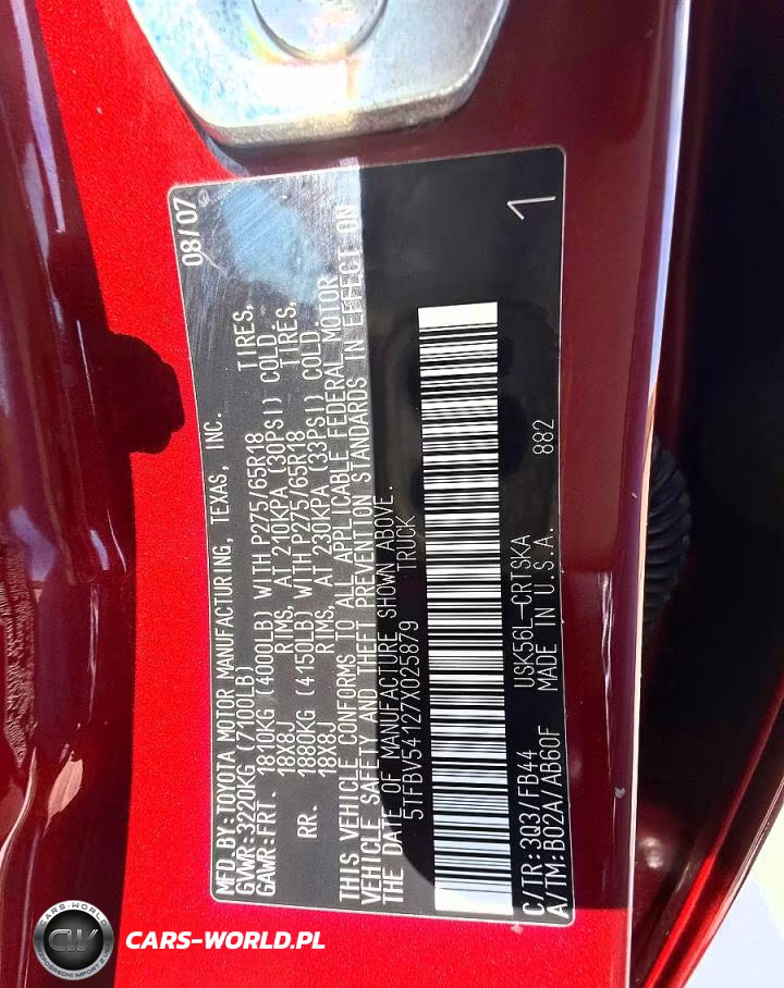 2007 Toyota Tundra Double Cab Sr5 VIN:5TFBV54127X025879 - 10