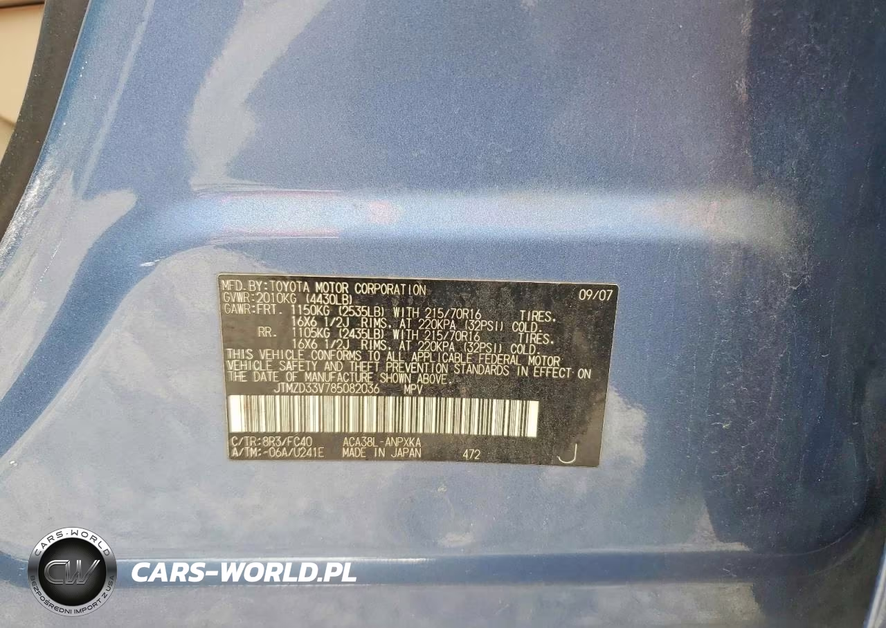 2008 Toyota Rav4 Base VIN:JTMZD33V785082036 - 12
