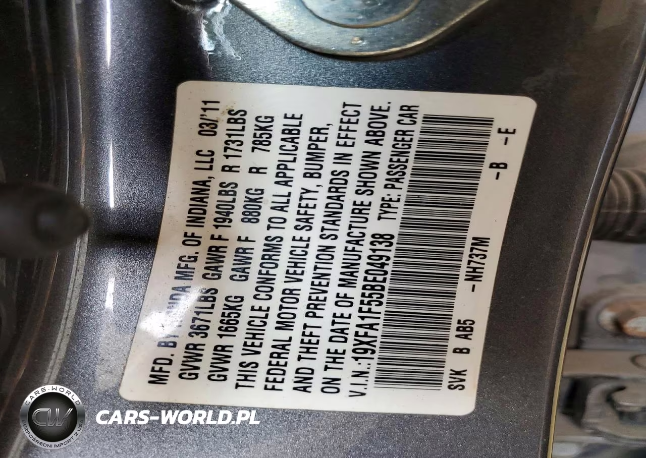 2011 Honda Civic Lx VIN:19XFA1F55BE049138 - 13