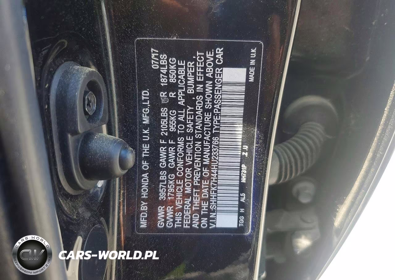 2017 Honda Civic Sport VIN:SHHFK7H44HU233766 - 12