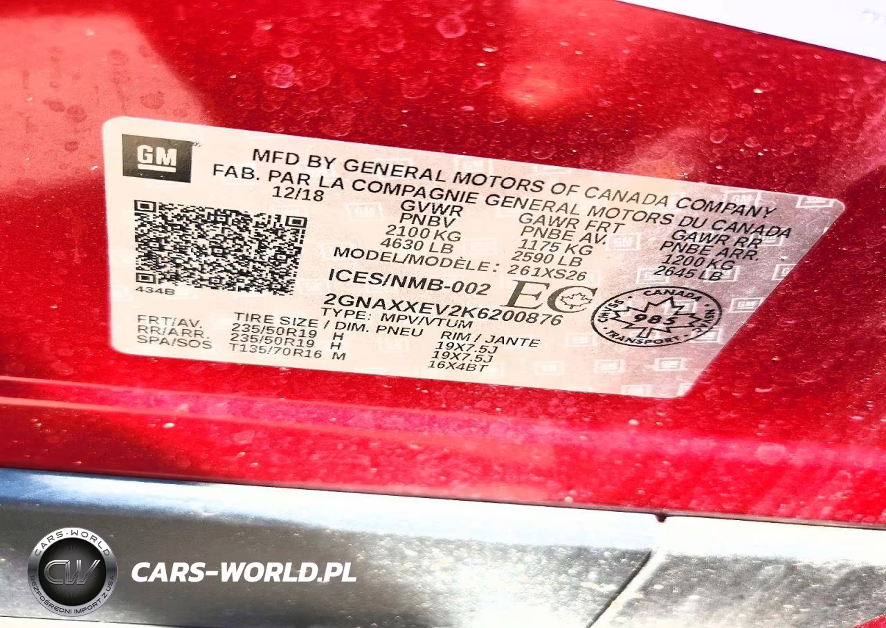 2019 Chevrolet Equinox Premier VIN:2GNAXXEV2K6200876 - 13