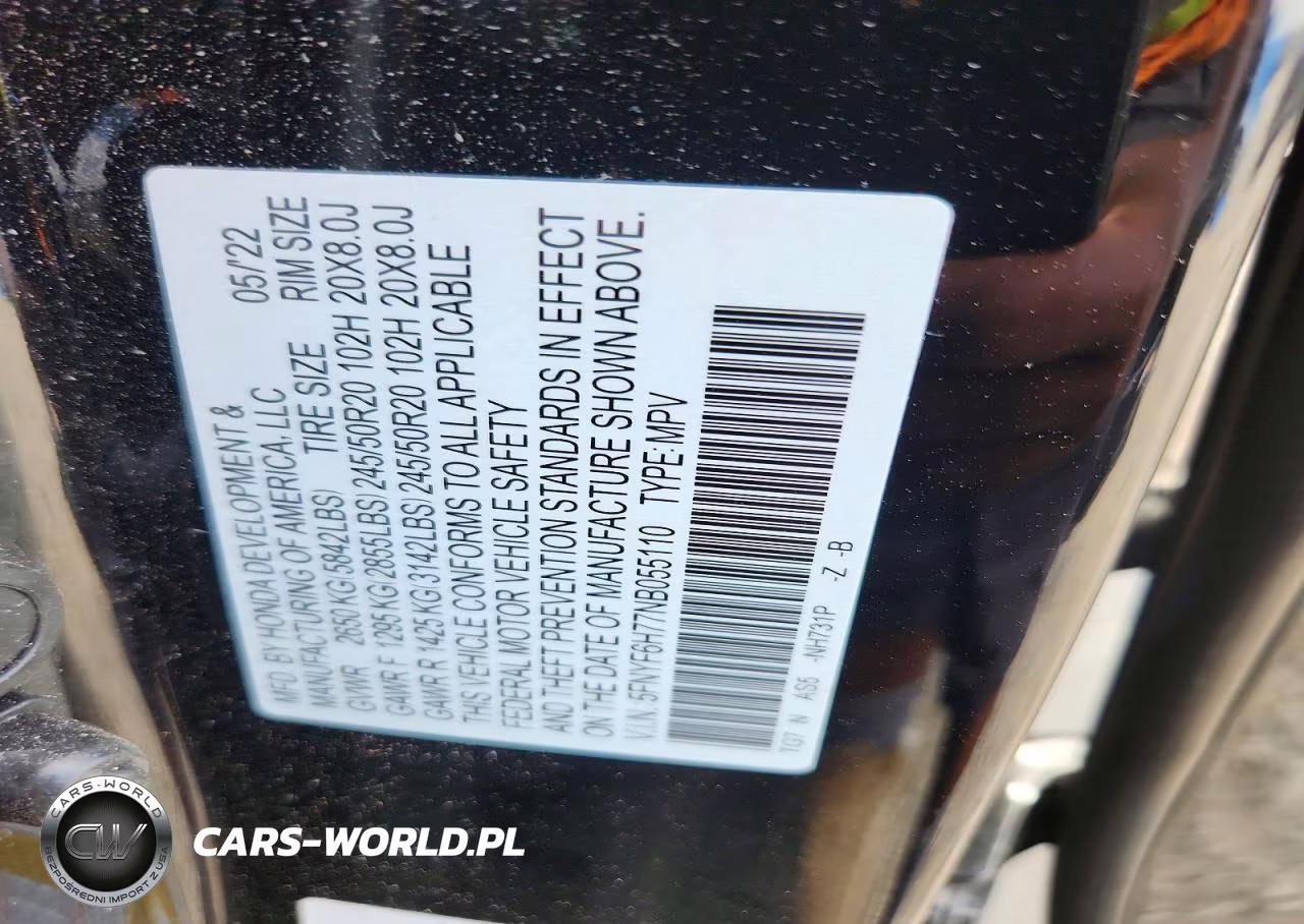2022 Honda Pilot Black VIN:5FNYF6H77NB055110 - 13