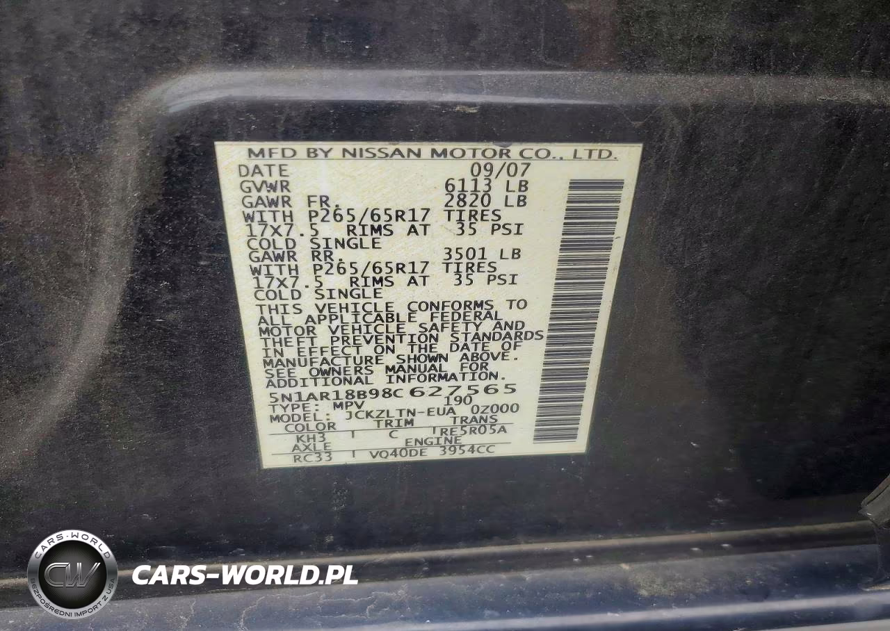 2008 Nissan Pathfinder S VIN:5N1AR18B98C627565 - 13