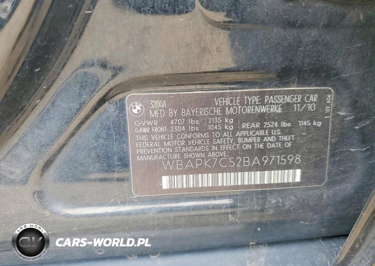 2011 BMW 328 Xi VIN:WBAPK7C52BA971598 - 12