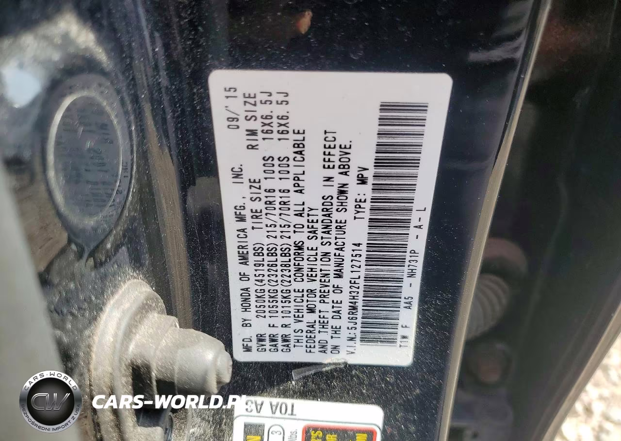 2015 Honda Cr-V Lx VIN:5J6RM4H32FL127514 - 13