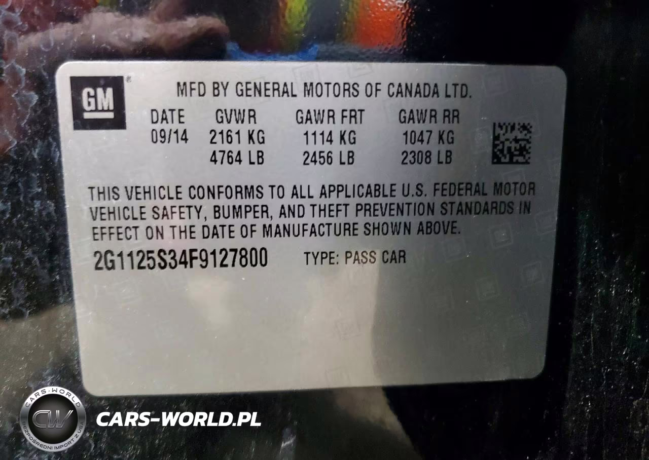 2015 Chevrolet Impala Lt VIN:2G1125S34F9127800 - 12