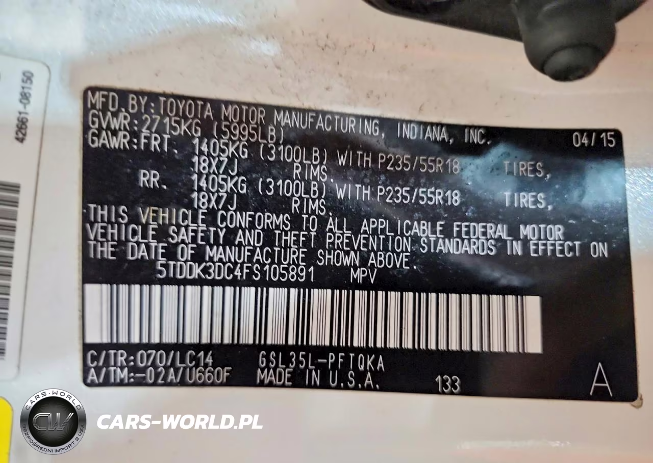 2015 Toyota Sienna Xle 7-Passenger VIN:5TDDK3DC4FS105891 - 13