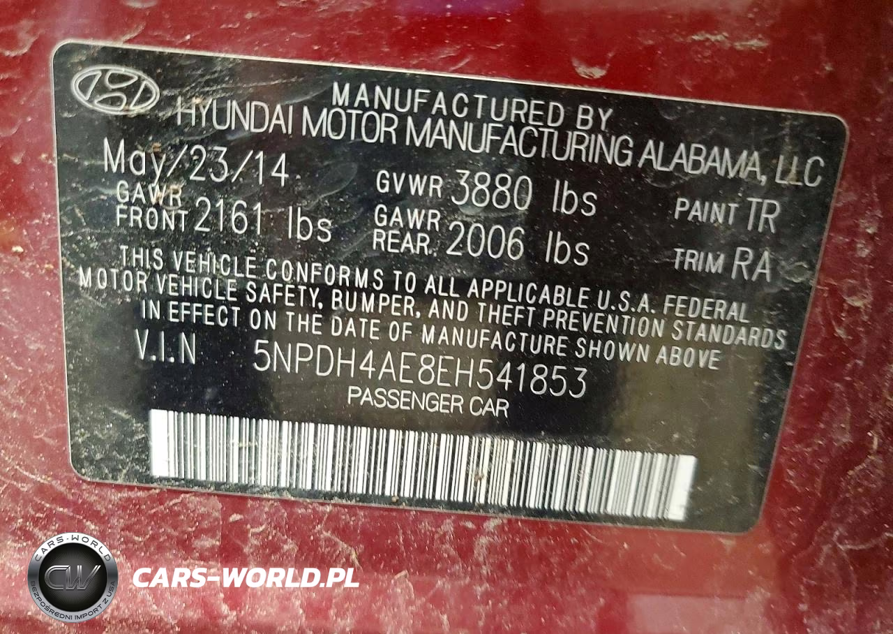2014 Hyundai Elantra Se VIN:5NPDH4AE8EH541853 - 12