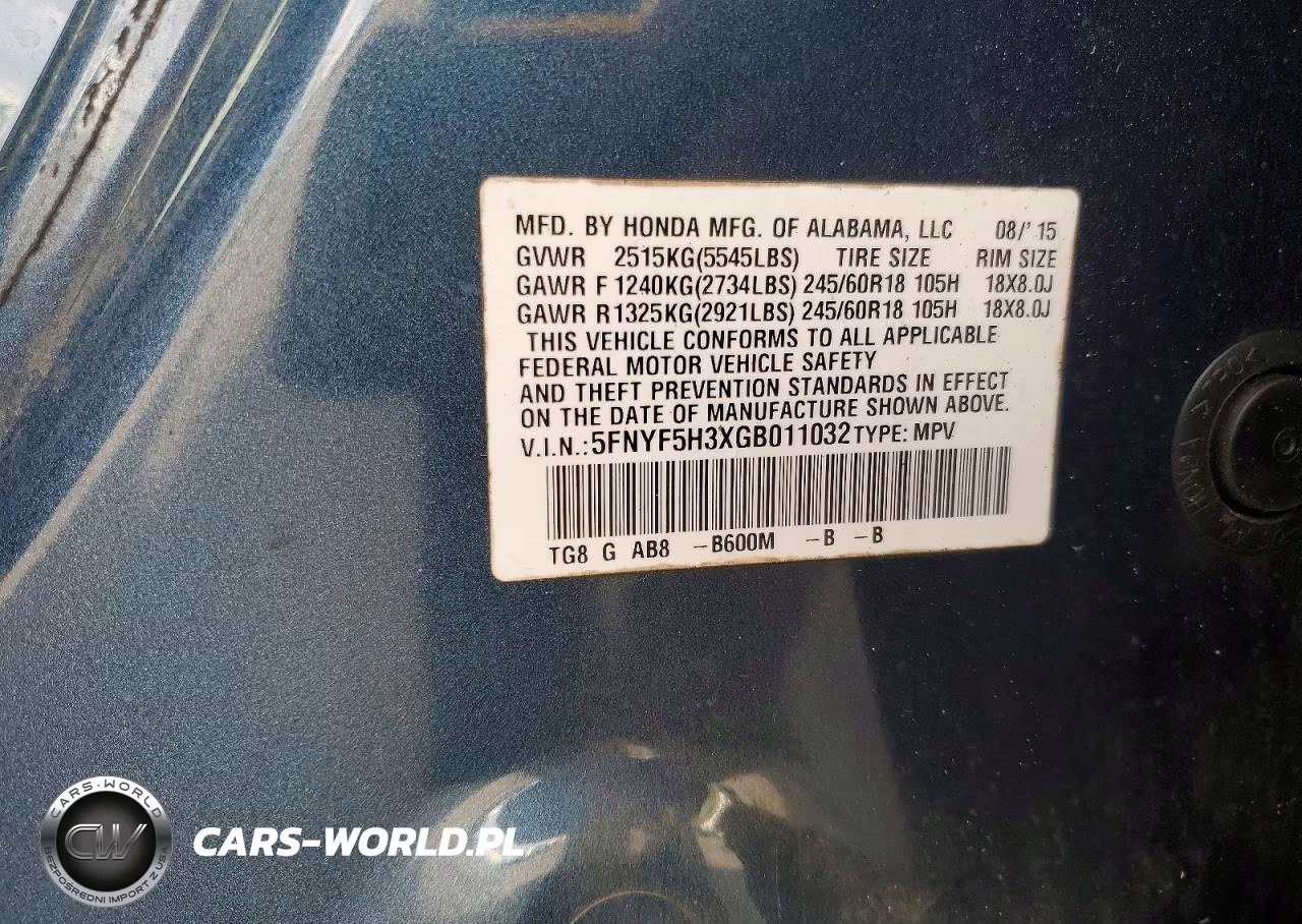 2016 Honda Pilot Ex VIN:5FNYF5H3XGB011032 - 12