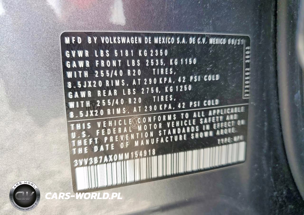 2021 Volkswagen Tiguan Se VIN:3VV3B7AX0MM154918 - 14