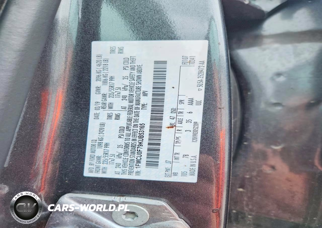 2019 Ford Escape S VIN:1FMCU0F79KUB53165 - 14