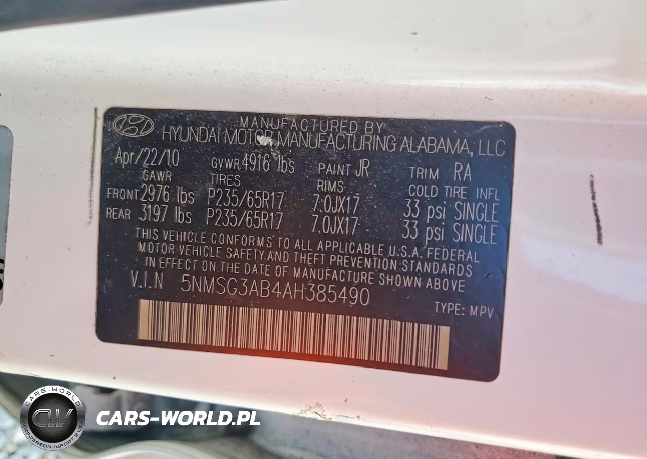2010 Hyundai Santa Fe Gls VIN:5NMSG3AB4AH385490 - 12