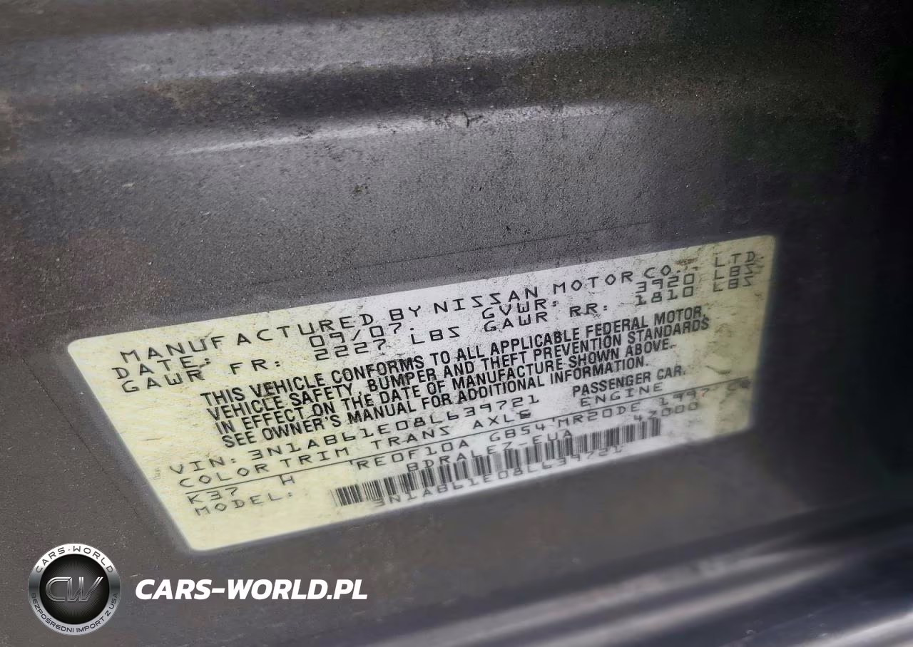 2008 Nissan Sentra 2.0 VIN:3N1AB61E08L639721 - 12