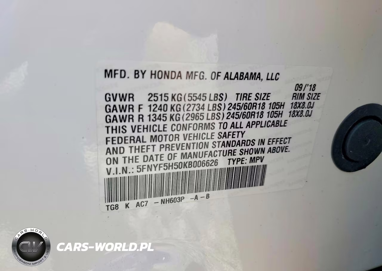 2019 Honda Pilot Exl VIN:5FNYF5H50KB006626 - 13