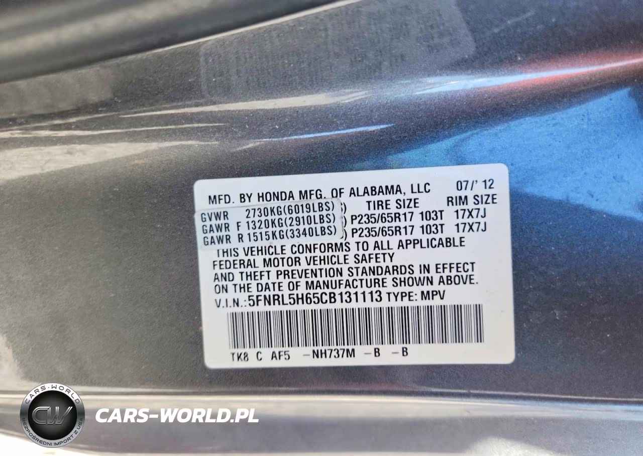 2012 Honda Odyssey Exl VIN:5FNRL5H65CB131113 - 13