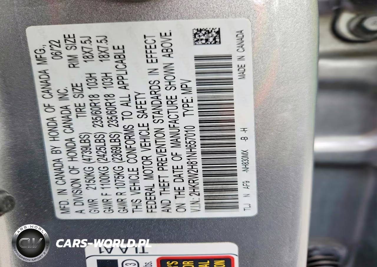2022 Honda Cr-V Exl VIN:2HKRW2H81NH657010 - 13