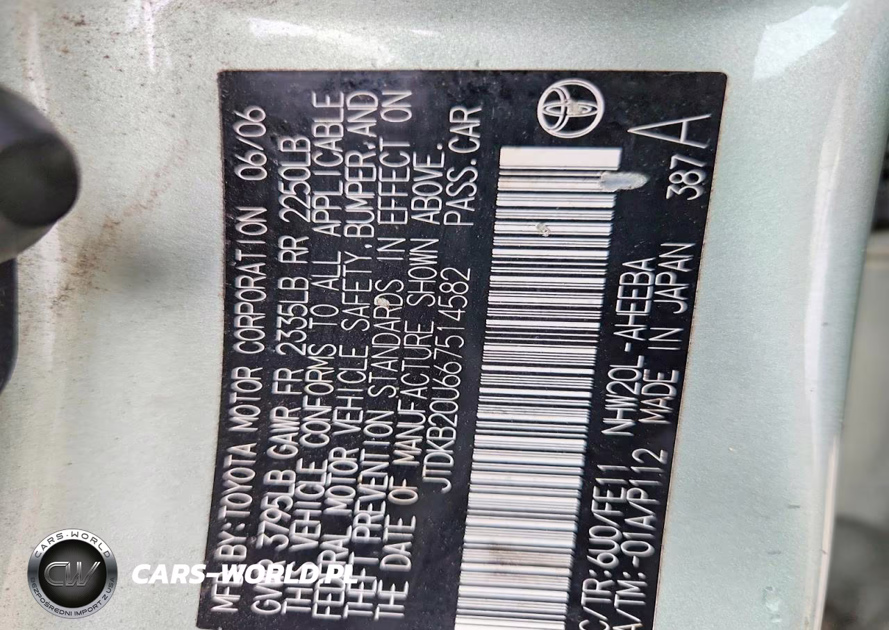 2006 Toyota Prius Base VIN:JTDKB20U667514582 - 13