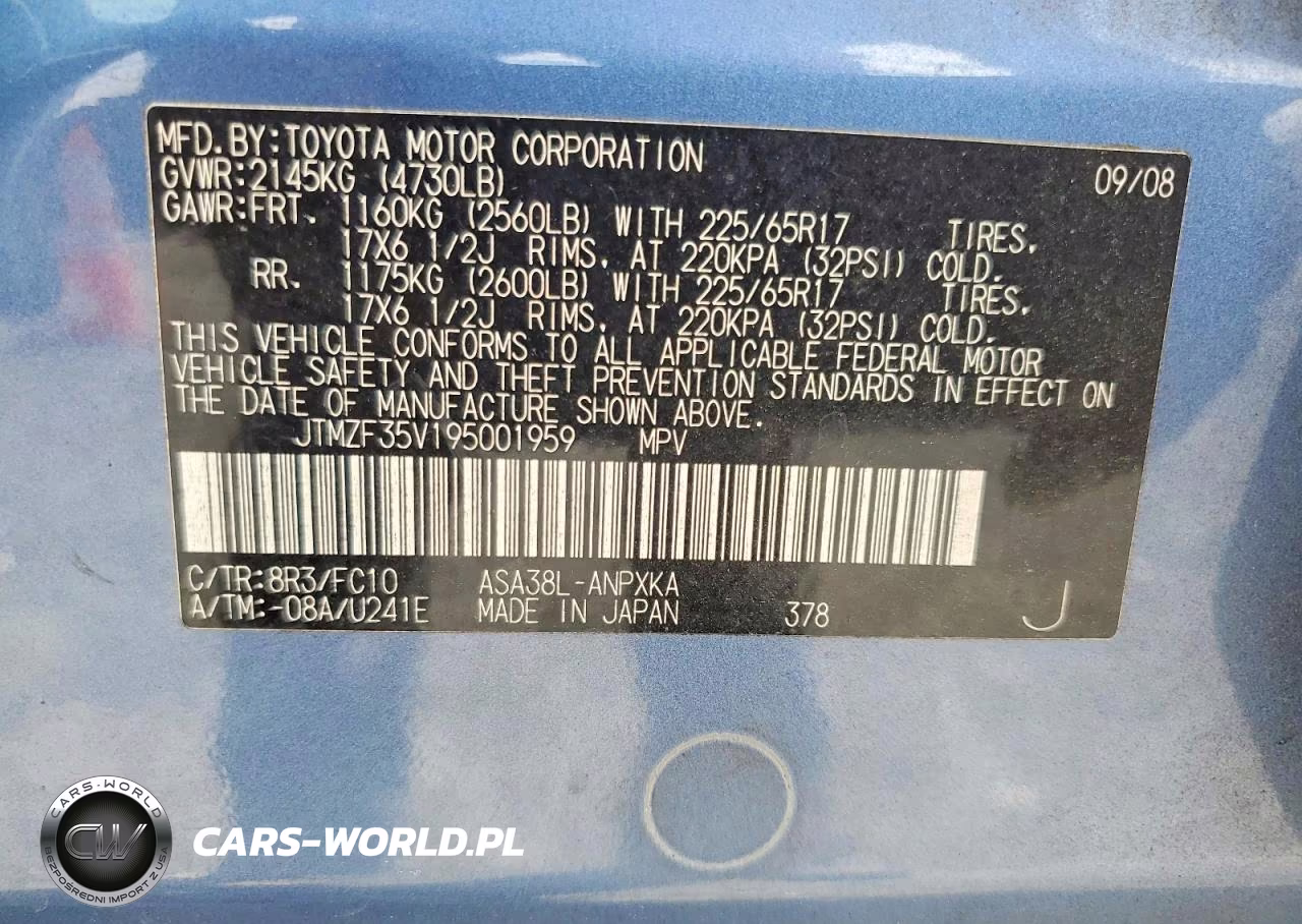 2009 Toyota Rav4 Base VIN:JTMZF35V195001959 - 13